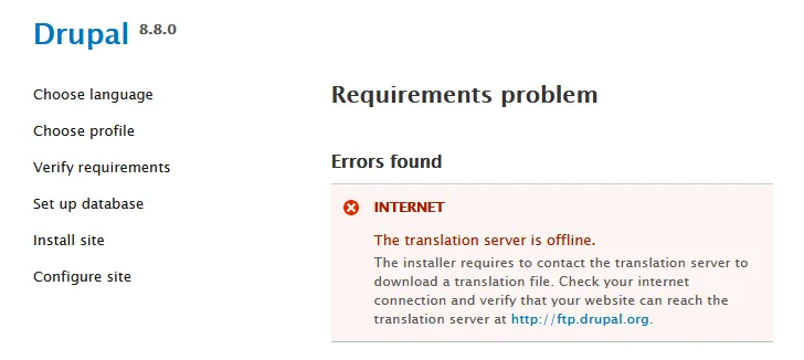 Error al traducir en la instalacion de Drupal